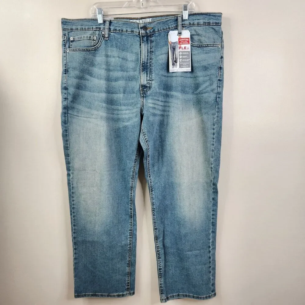 NEW Signature By Levi Strauss Mens S67 Athletic Fit 5 Pocket Jeans 42x30